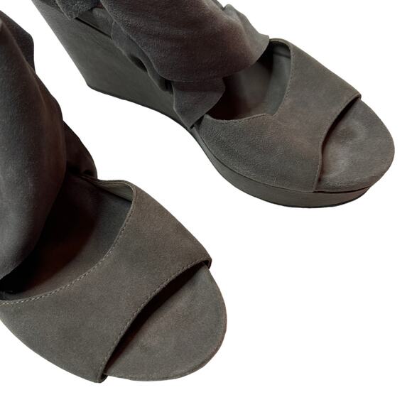Eileen Fisher grey suede open toe sandals size 11 wedge - Picture 2 of 6